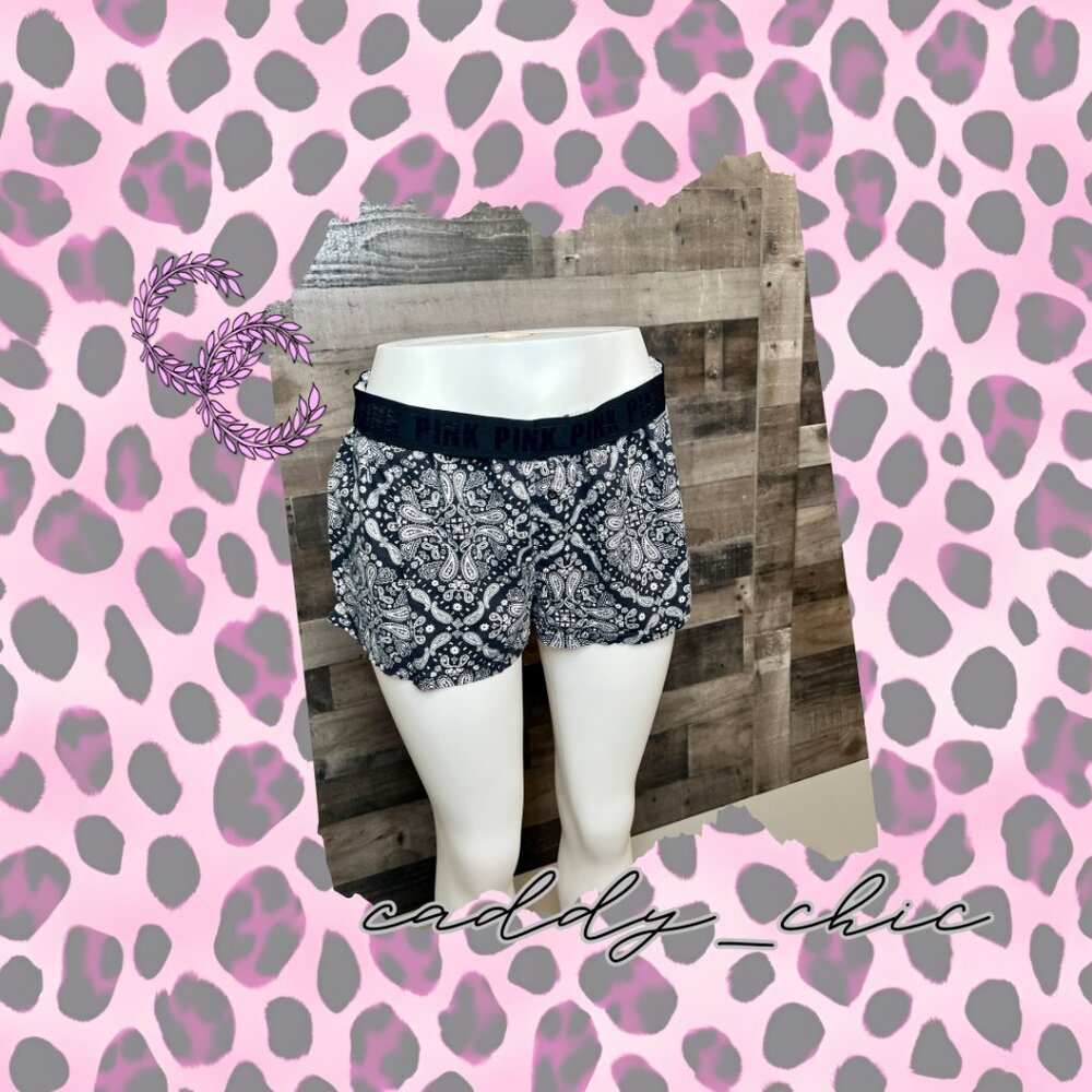 NWOT Victoria's Secret PINK Flannel Sleep Boxy Shorts - Blue Bandana Pri…